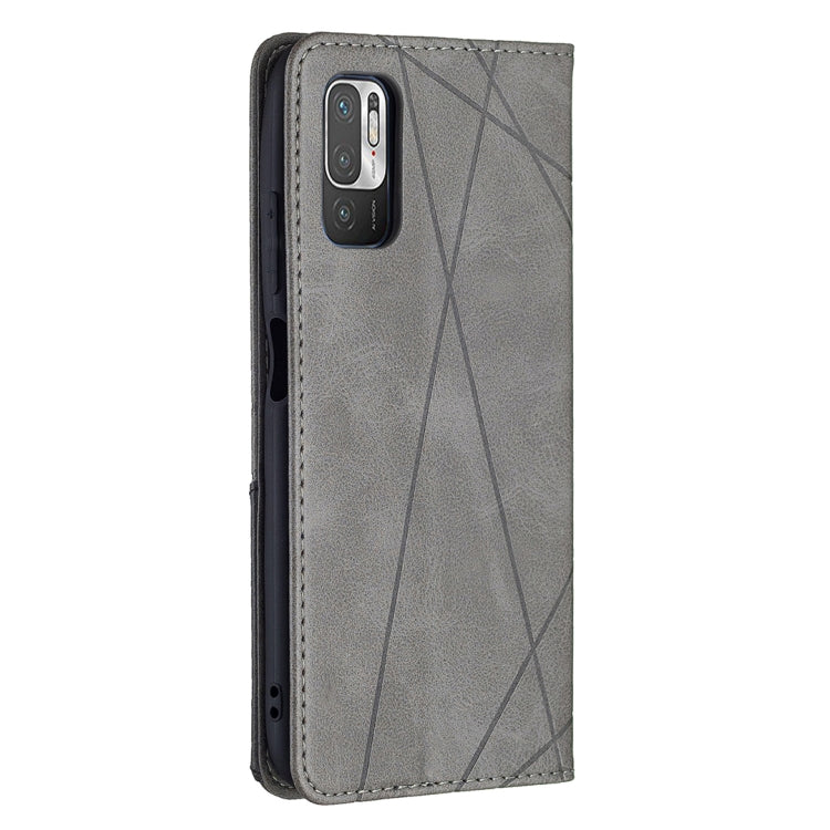 For Xiaomi Poco M3 Pro / Redmi Note 10 5G Rhombus Texture Horizontal Flip Magnetic Leather Case with Holder & Card Slots