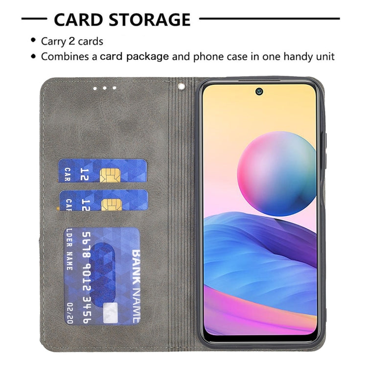 For Xiaomi Poco M3 Pro / Redmi Note 10 5G Rhombus Texture Horizontal Flip Magnetic Leather Case with Holder & Card Slots