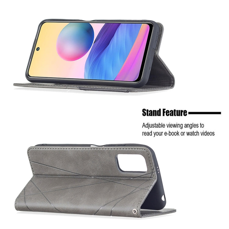 For Xiaomi Poco M3 Pro / Redmi Note 10 5G Rhombus Texture Horizontal Flip Magnetic Leather Case with Holder & Card Slots