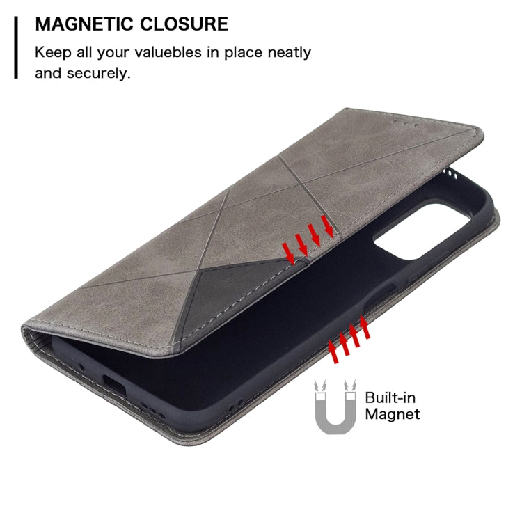 For Xiaomi Poco M3 Pro / Redmi Note 10 5G Rhombus Texture Horizontal Flip Magnetic Leather Case with Holder & Card Slots