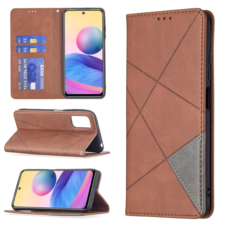 For Xiaomi Poco M3 Pro / Redmi Note 10 5G Rhombus Texture Horizontal Flip Magnetic Leather Case with Holder & Card Slots