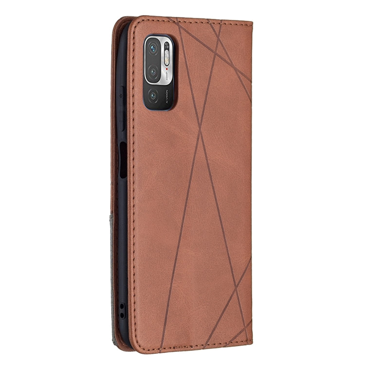 For Xiaomi Poco M3 Pro / Redmi Note 10 5G Rhombus Texture Horizontal Flip Magnetic Leather Case with Holder & Card Slots