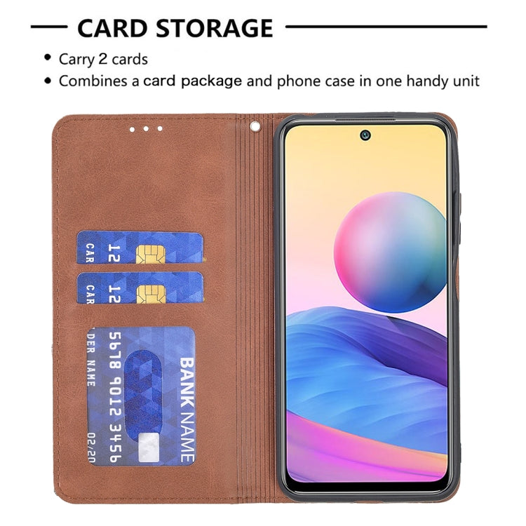 For Xiaomi Poco M3 Pro / Redmi Note 10 5G Rhombus Texture Horizontal Flip Magnetic Leather Case with Holder & Card Slots