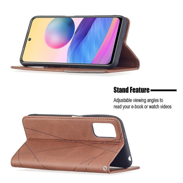 For Xiaomi Poco M3 Pro / Redmi Note 10 5G Rhombus Texture Horizontal Flip Magnetic Leather Case with Holder & Card Slots