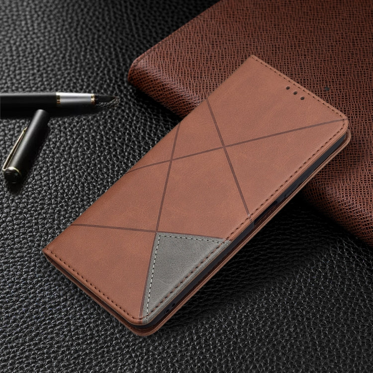 For Xiaomi Poco M3 Pro / Redmi Note 10 5G Rhombus Texture Horizontal Flip Magnetic Leather Case with Holder & Card Slots