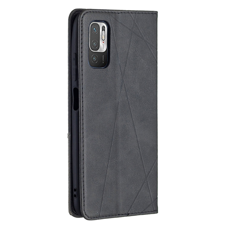 For Xiaomi Poco M3 Pro / Redmi Note 10 5G Rhombus Texture Horizontal Flip Magnetic Leather Case with Holder & Card Slots
