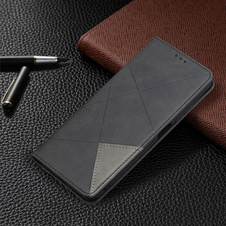 For Xiaomi Poco M3 Pro / Redmi Note 10 5G Rhombus Texture Horizontal Flip Magnetic Leather Case with Holder & Card Slots
