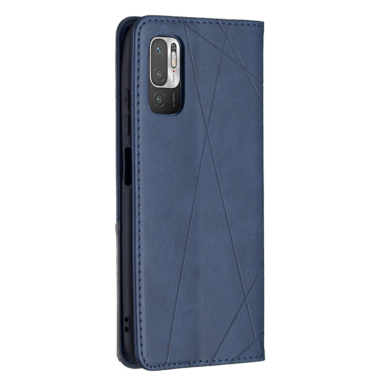 For Xiaomi Poco M3 Pro / Redmi Note 10 5G Rhombus Texture Horizontal Flip Magnetic Leather Case with Holder & Card Slots