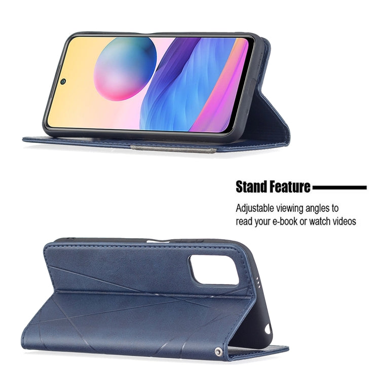 For Xiaomi Poco M3 Pro / Redmi Note 10 5G Rhombus Texture Horizontal Flip Magnetic Leather Case with Holder & Card Slots