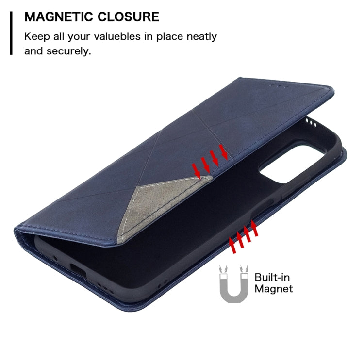 For Xiaomi Poco M3 Pro / Redmi Note 10 5G Rhombus Texture Horizontal Flip Magnetic Leather Case with Holder & Card Slots