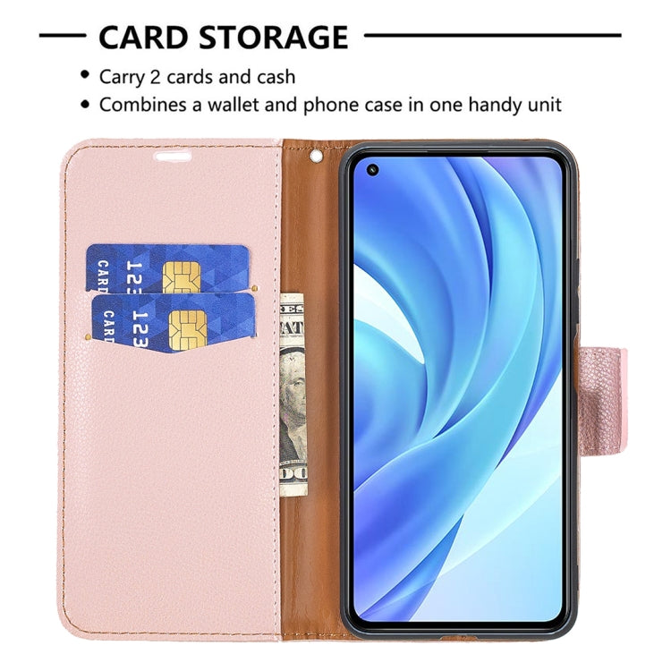 For Xiaomi Mi 11 Lite Litchi Texture Pure Color Horizontal Flip Leather Case with Holder & Card Slots & Wallet & Lanyard