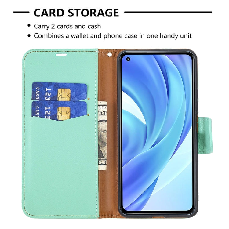 For Xiaomi Mi 11 Lite Litchi Texture Pure Color Horizontal Flip Leather Case with Holder & Card Slots & Wallet & Lanyard