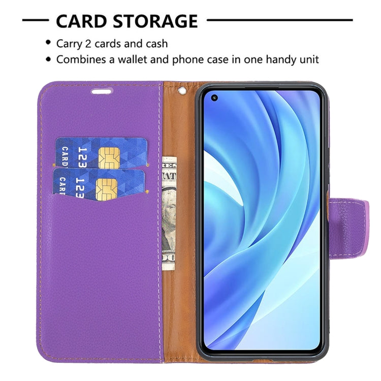 For Xiaomi Mi 11 Lite Litchi Texture Pure Color Horizontal Flip Leather Case with Holder & Card Slots & Wallet & Lanyard