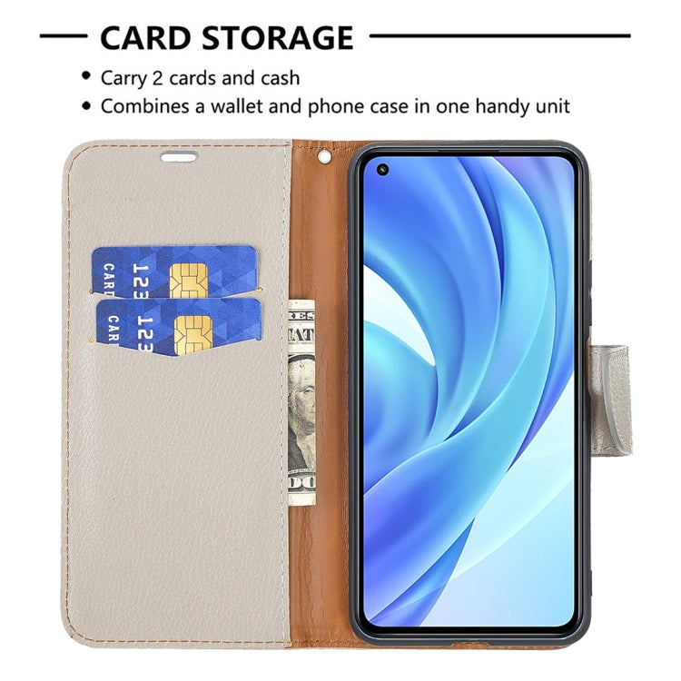 For Xiaomi Mi 11 Lite Litchi Texture Pure Color Horizontal Flip Leather Case with Holder & Card Slots & Wallet & Lanyard