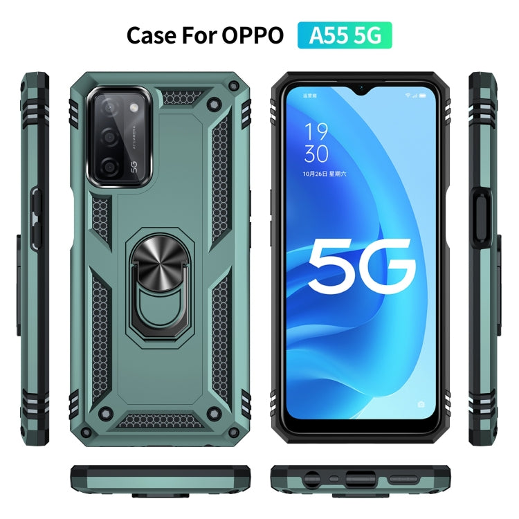 For OPPO A55 5G Shockproof TPU + PC Protective Case with 360 Degree Rotating Holder