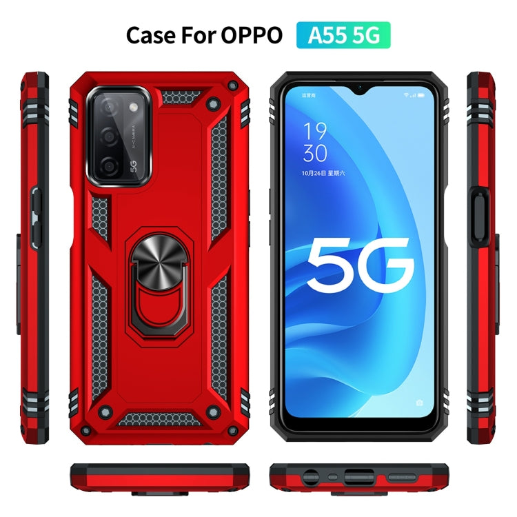 For OPPO A55 5G Shockproof TPU + PC Protective Case with 360 Degree Rotating Holder