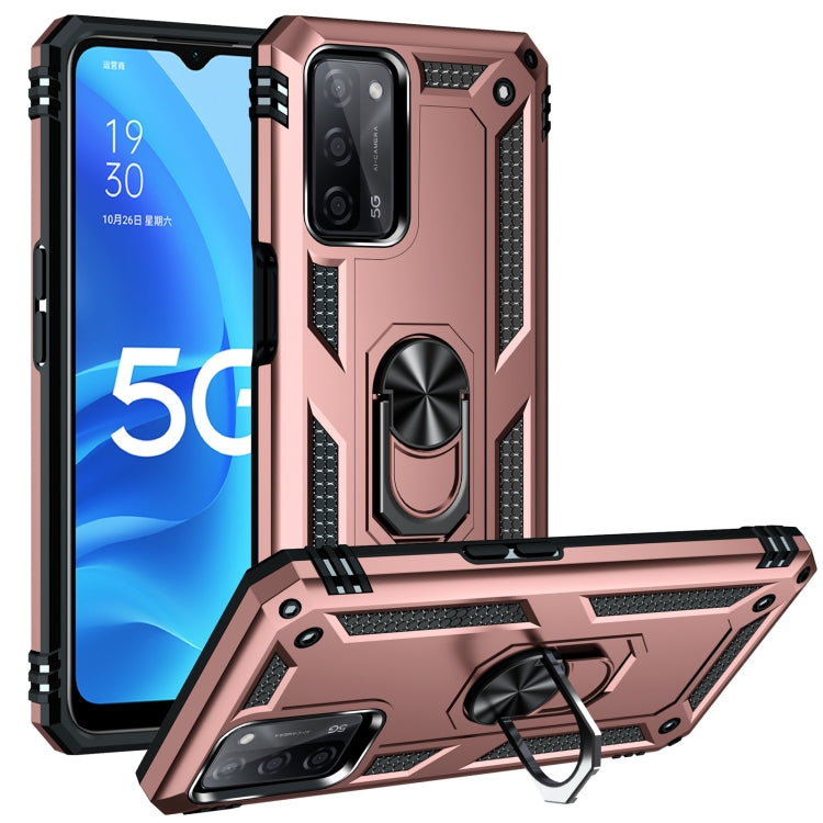 For OPPO A55 5G Shockproof TPU + PC Protective Case with 360 Degree Rotating Holder