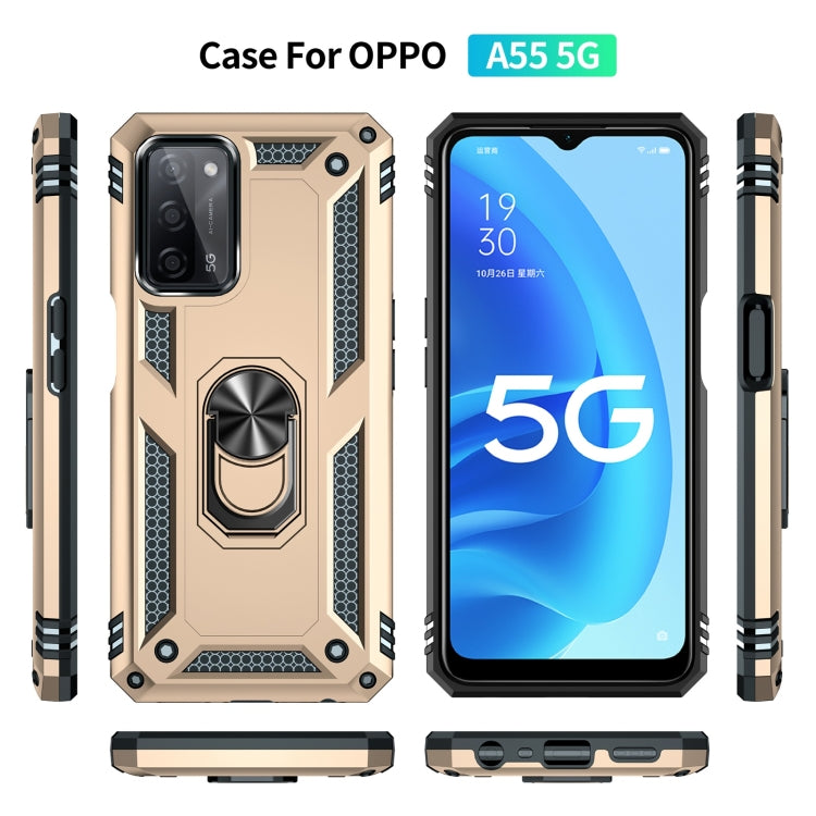 For OPPO A55 5G Shockproof TPU + PC Protective Case with 360 Degree Rotating Holder