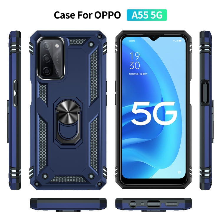 For OPPO A55 5G Shockproof TPU + PC Protective Case with 360 Degree Rotating Holder