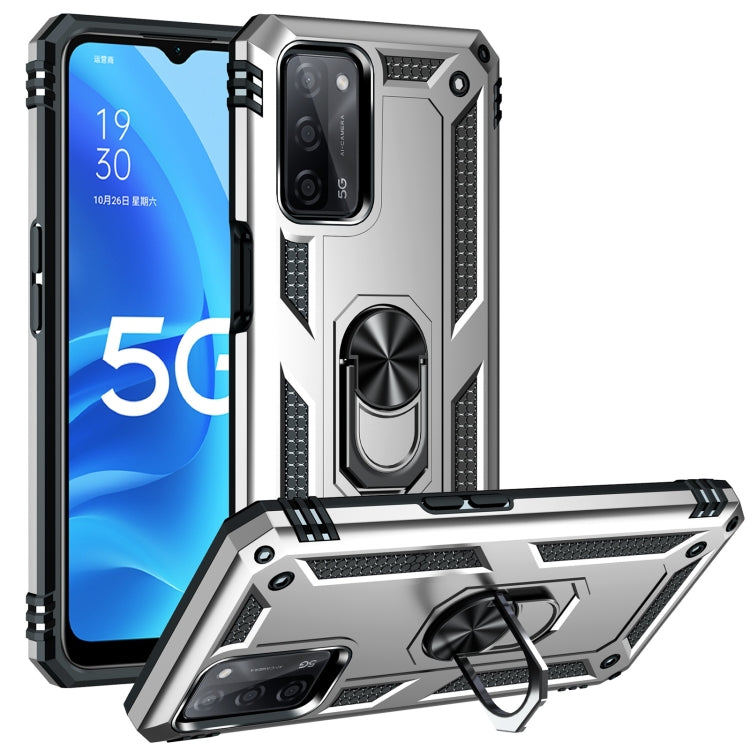 For OPPO A55 5G Shockproof TPU + PC Protective Case with 360 Degree Rotating Holder