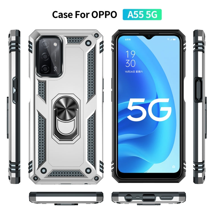 For OPPO A55 5G Shockproof TPU + PC Protective Case with 360 Degree Rotating Holder