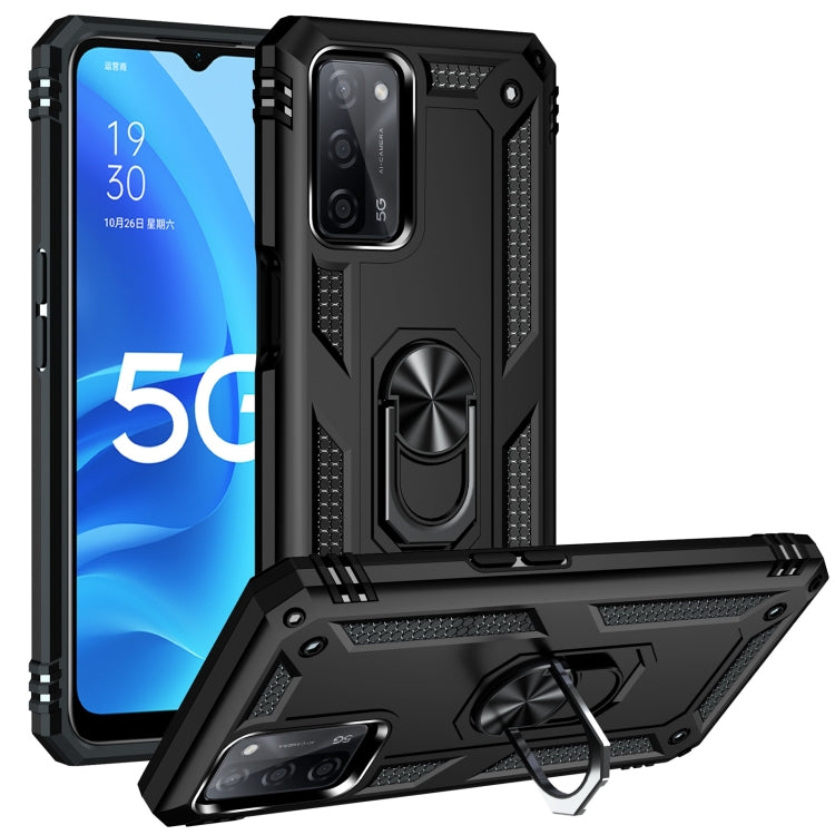 For OPPO A55 5G Shockproof TPU + PC Protective Case with 360 Degree Rotating Holder