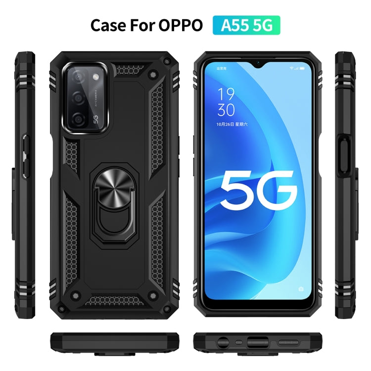 For OPPO A55 5G Shockproof TPU + PC Protective Case with 360 Degree Rotating Holder