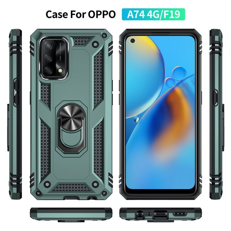 For OPPO A74 4G / F19 Shockproof TPU + PC Protective Case with 360 Degree Rotating Holder