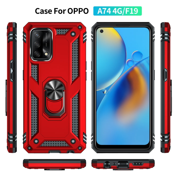 For OPPO A74 4G / F19 Shockproof TPU + PC Protective Case with 360 Degree Rotating Holder