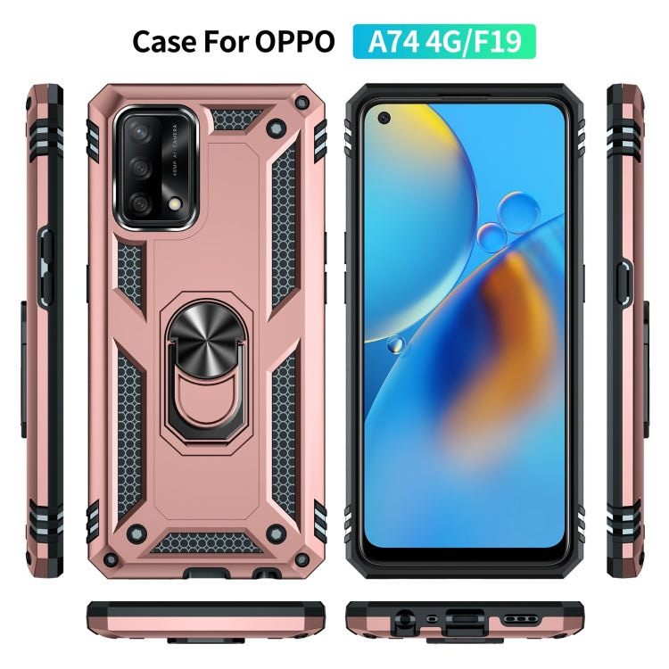 For OPPO A74 4G / F19 Shockproof TPU + PC Protective Case with 360 Degree Rotating Holder