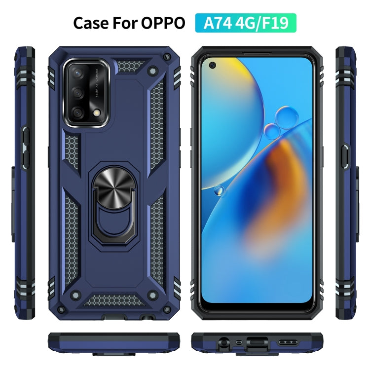 For OPPO A74 4G / F19 Shockproof TPU + PC Protective Case with 360 Degree Rotating Holder