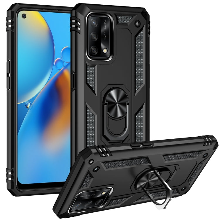 For OPPO A74 4G / F19 Shockproof TPU + PC Protective Case with 360 Degree Rotating Holder