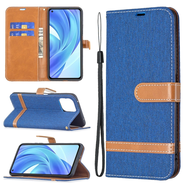 For Xiaomi Mi 11 Lite Color Matching Denim Texture Horizontal Flip Leather Case with Holder & Card Slots & Wallet & Lanyard