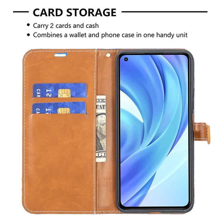 For Xiaomi Mi 11 Lite Color Matching Denim Texture Horizontal Flip Leather Case with Holder & Card Slots & Wallet & Lanyard