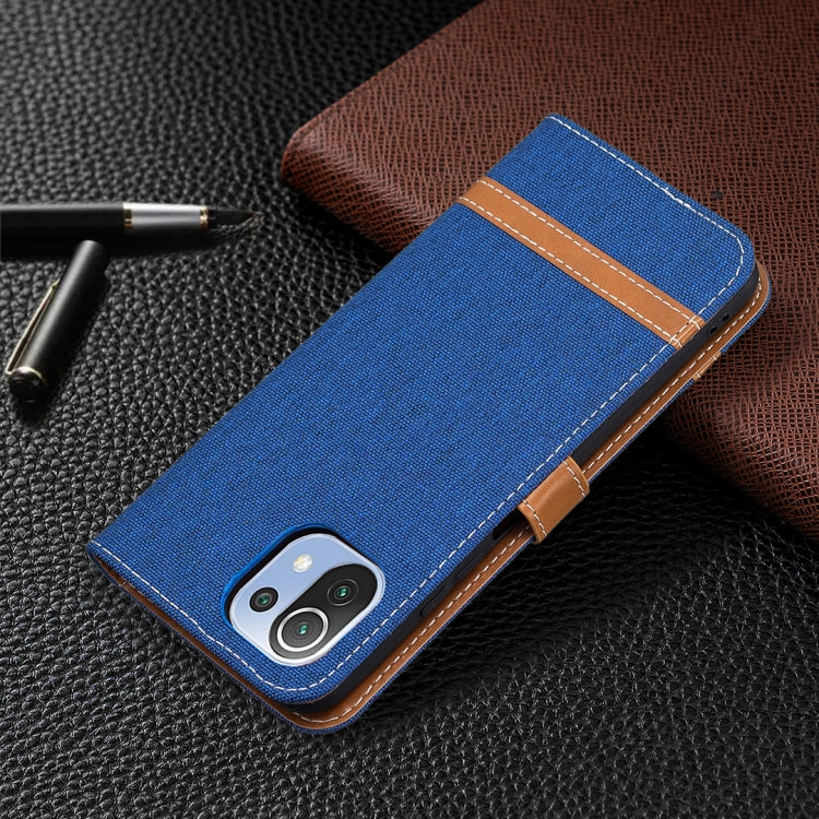 For Xiaomi Mi 11 Lite Color Matching Denim Texture Horizontal Flip Leather Case with Holder & Card Slots & Wallet & Lanyard