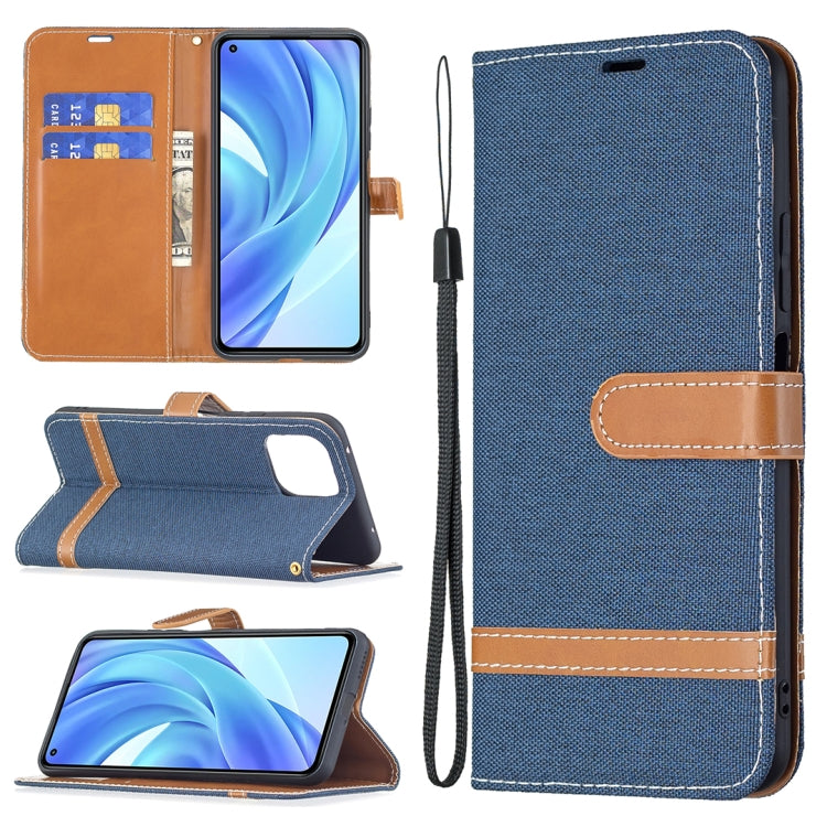 For Xiaomi Mi 11 Lite Color Matching Denim Texture Horizontal Flip Leather Case with Holder & Card Slots & Wallet & Lanyard