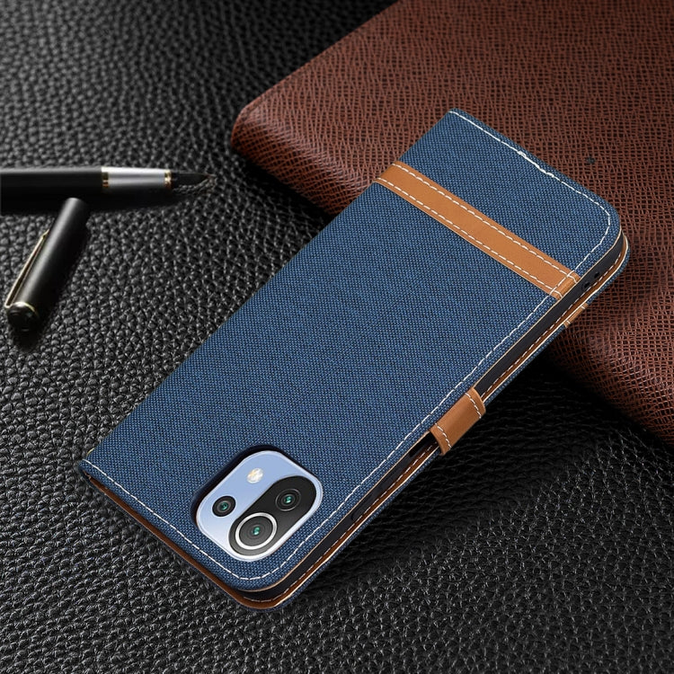 For Xiaomi Mi 11 Lite Color Matching Denim Texture Horizontal Flip Leather Case with Holder & Card Slots & Wallet & Lanyard