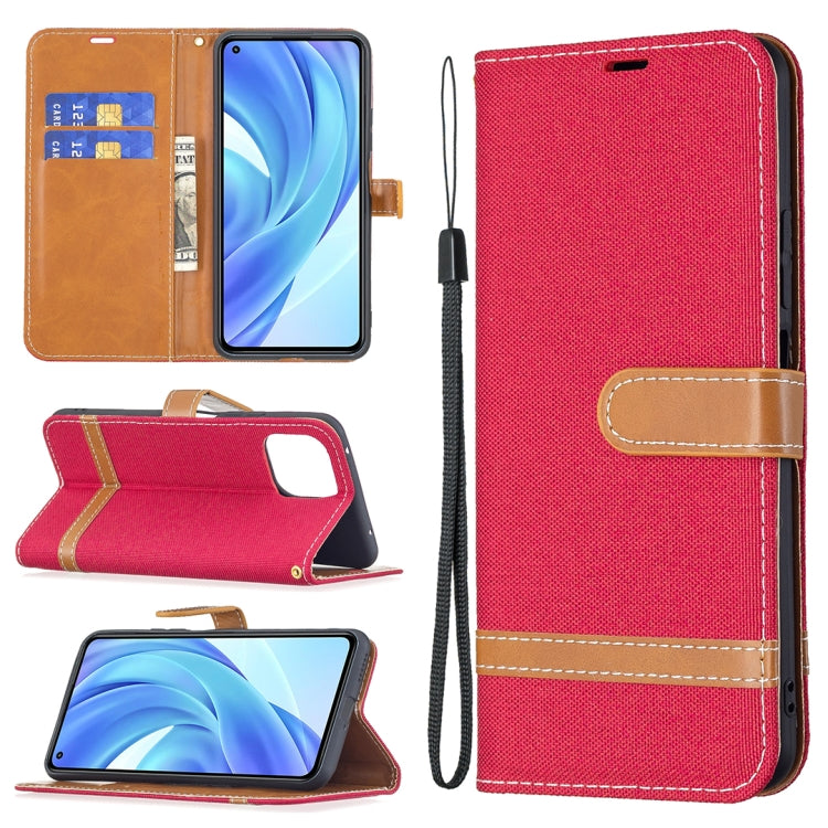 For Xiaomi Mi 11 Lite Color Matching Denim Texture Horizontal Flip Leather Case with Holder & Card Slots & Wallet & Lanyard