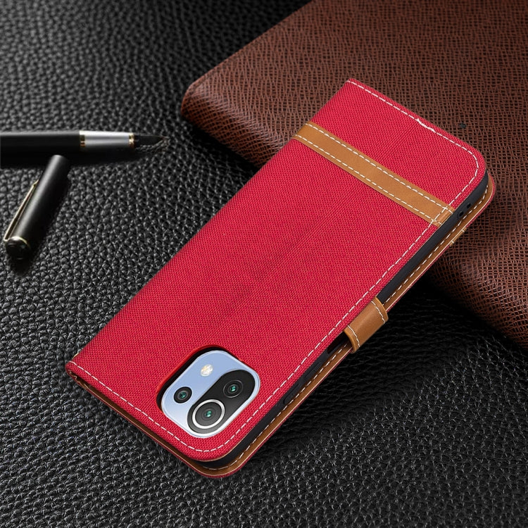 For Xiaomi Mi 11 Lite Color Matching Denim Texture Horizontal Flip Leather Case with Holder & Card Slots & Wallet & Lanyard