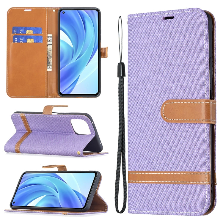 For Xiaomi Mi 11 Lite Color Matching Denim Texture Horizontal Flip Leather Case with Holder & Card Slots & Wallet & Lanyard