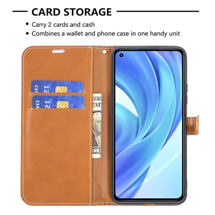 For Xiaomi Mi 11 Lite Color Matching Denim Texture Horizontal Flip Leather Case with Holder & Card Slots & Wallet & Lanyard
