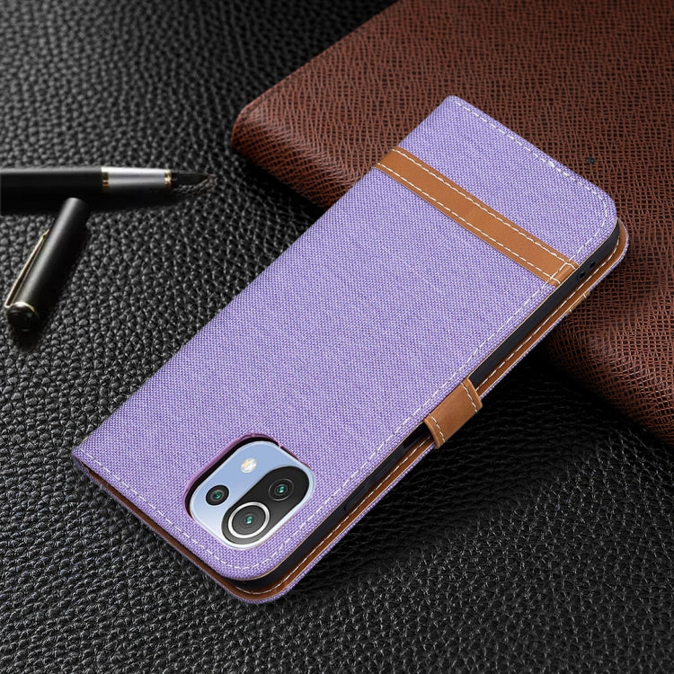 For Xiaomi Mi 11 Lite Color Matching Denim Texture Horizontal Flip Leather Case with Holder & Card Slots & Wallet & Lanyard