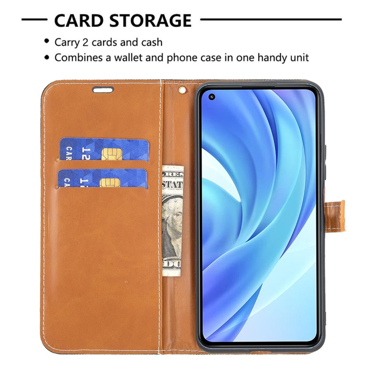 For Xiaomi Mi 11 Lite Color Matching Denim Texture Horizontal Flip Leather Case with Holder & Card Slots & Wallet & Lanyard