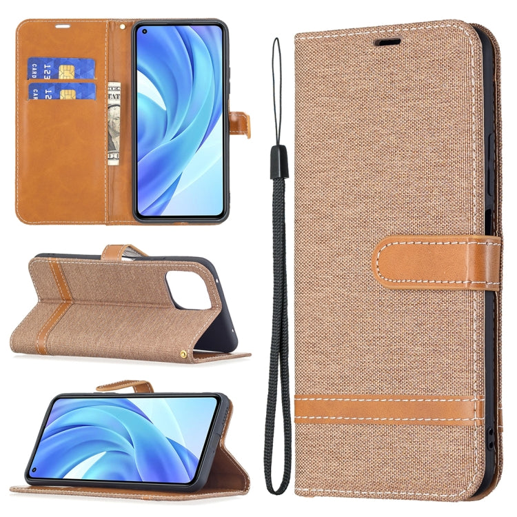 For Xiaomi Mi 11 Lite Color Matching Denim Texture Horizontal Flip Leather Case with Holder & Card Slots & Wallet & Lanyard
