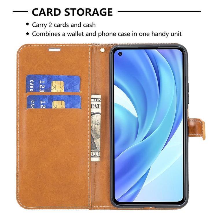 For Xiaomi Mi 11 Lite Color Matching Denim Texture Horizontal Flip Leather Case with Holder & Card Slots & Wallet & Lanyard