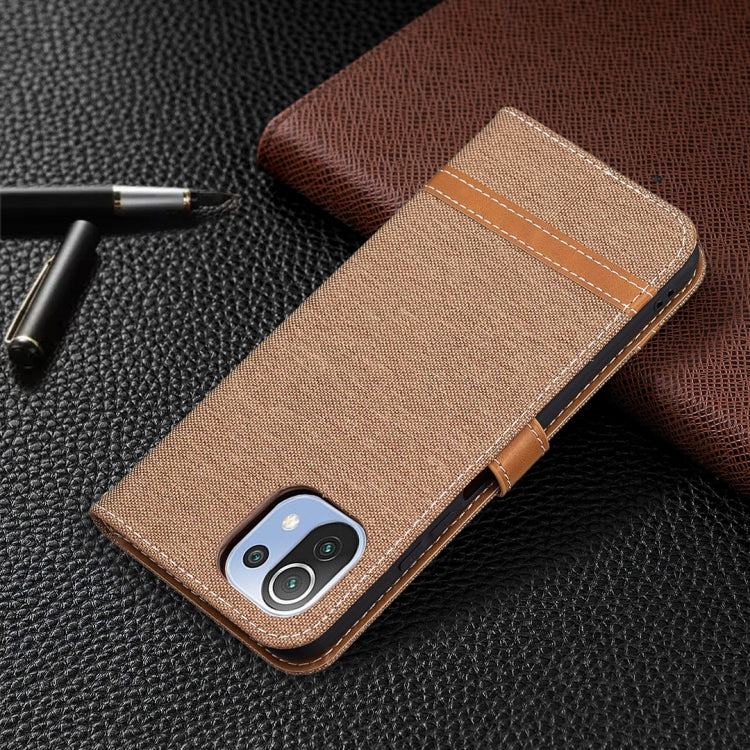 For Xiaomi Mi 11 Lite Color Matching Denim Texture Horizontal Flip Leather Case with Holder & Card Slots & Wallet & Lanyard