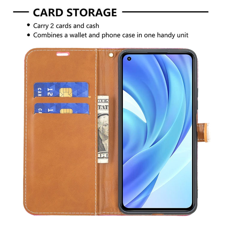 For Xiaomi Mi 11 Lite Color Matching Denim Texture Horizontal Flip Leather Case with Holder & Card Slots & Wallet & Lanyard