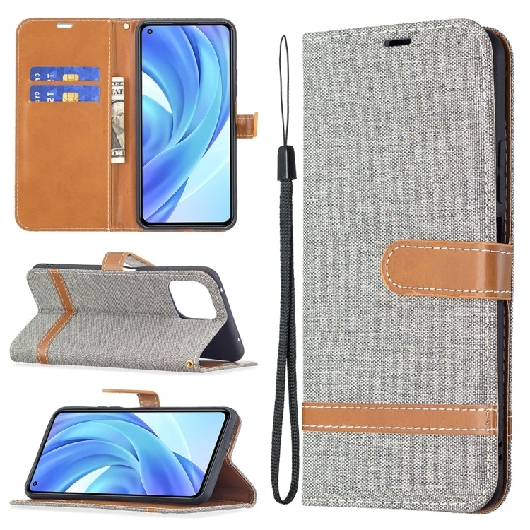 For Xiaomi Mi 11 Lite Color Matching Denim Texture Horizontal Flip Leather Case with Holder & Card Slots & Wallet & Lanyard