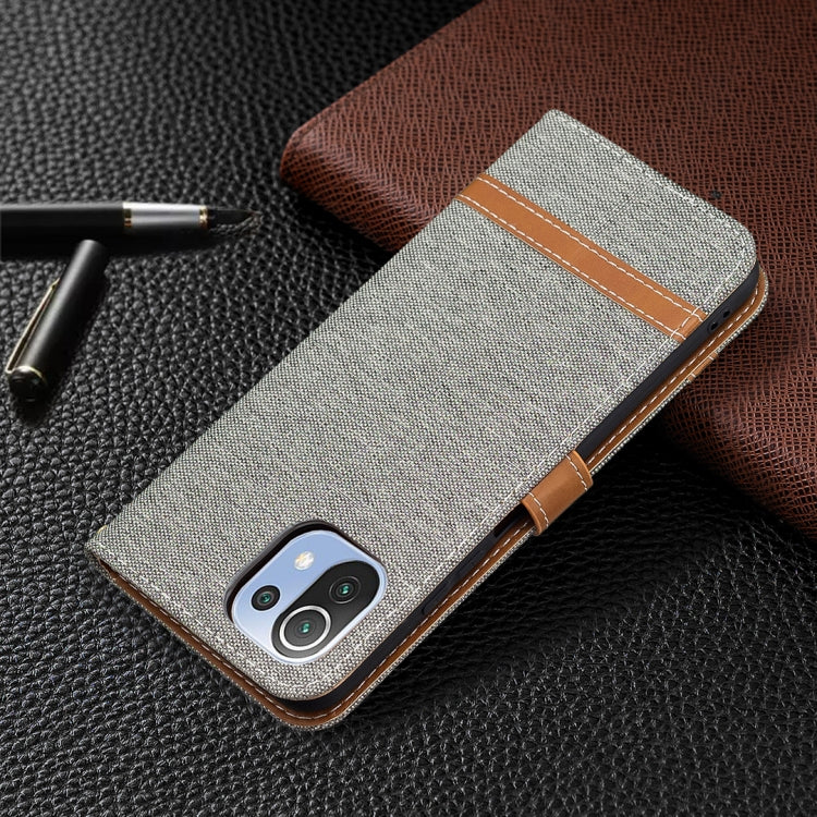 For Xiaomi Mi 11 Lite Color Matching Denim Texture Horizontal Flip Leather Case with Holder & Card Slots & Wallet & Lanyard