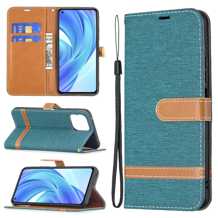 For Xiaomi Mi 11 Lite Color Matching Denim Texture Horizontal Flip Leather Case with Holder & Card Slots & Wallet & Lanyard